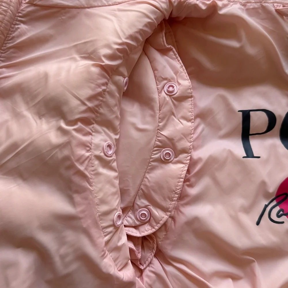 Polo Ralph Lauren Girls Pink Ruffled Adjustable Puffer Jacket & Vest - Size 6